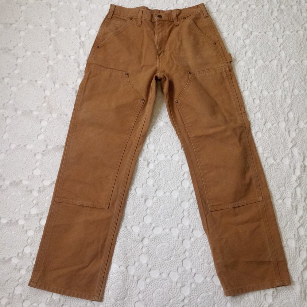 COPY - Carhartt Double Knee Orignal Dungaree Fit Carpenter Jean Tan Canvas 30 M…